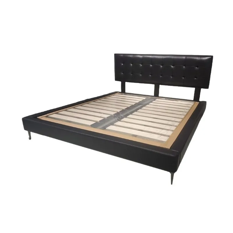 

thin headboards and master bed, modern minimalist space-saving genuine leather bed, secondary bed, children's double soft bed