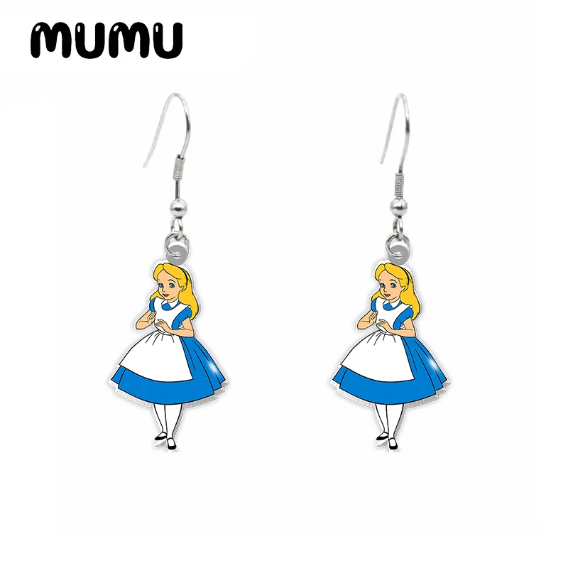 2024 New Alice in Wonderland Dangle Earring Cheshire Cat Acrylic Earrings Handmade Jewelry Epoxy Resin Fish Hook Earring