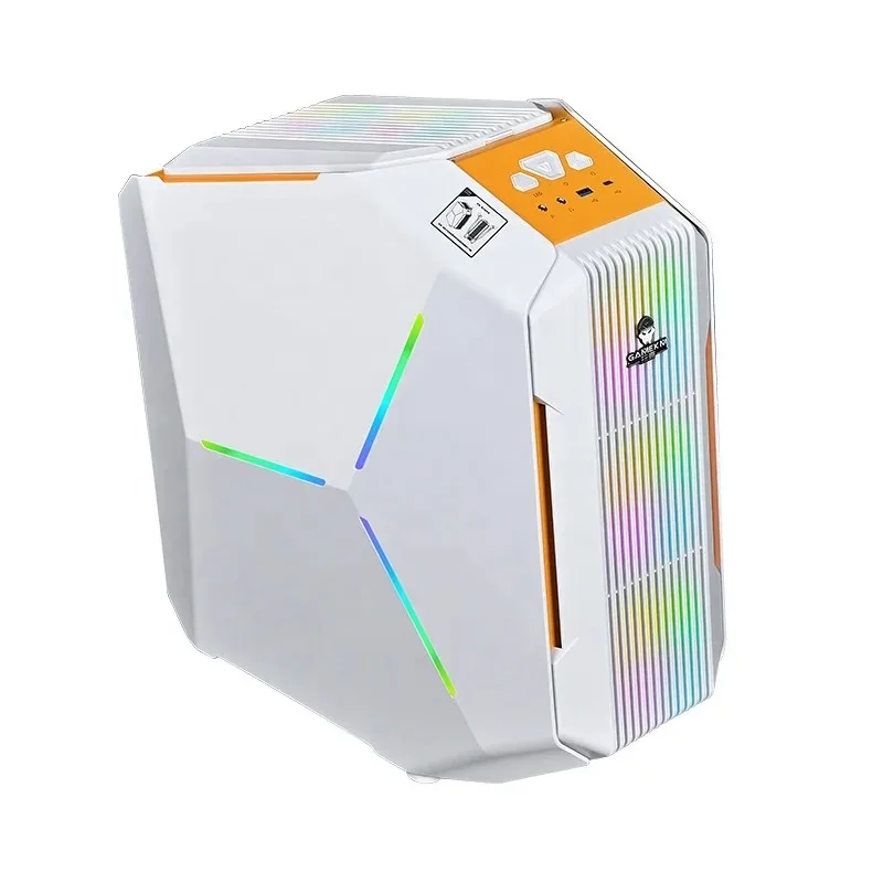 

Wholesale New Design M-ATX RGB Colorful Lighting Effects Computer Gaming Case Cool Warship Shape Aluminum Alloy Pc Case