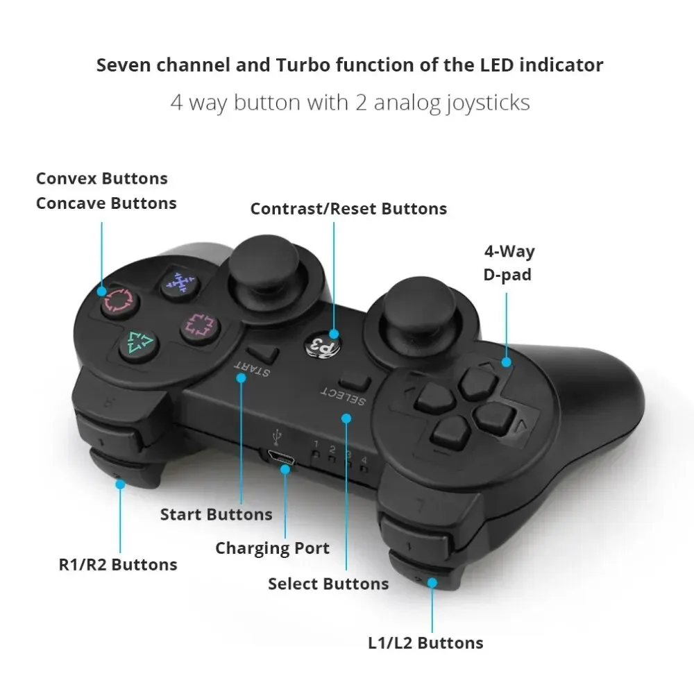 Controller for Sony PS3 Super Slim PC Joystick Gamepad for Play Station 3 Wireless Bluetooth Joy Pad 6 Axis Gyro Dual Vibration