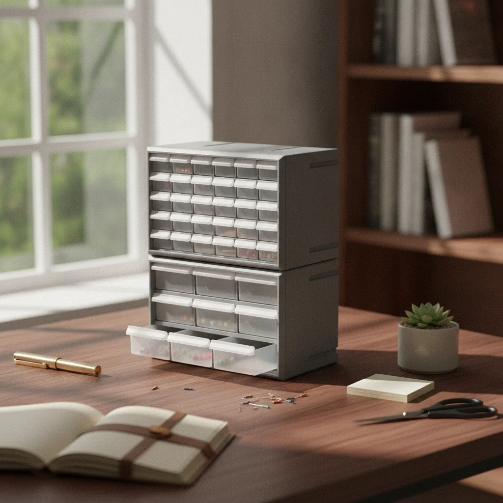Small Parts Cabinet with Translucent Drawers Parts Organizer Screw Storage for Efficient Workshop Organization