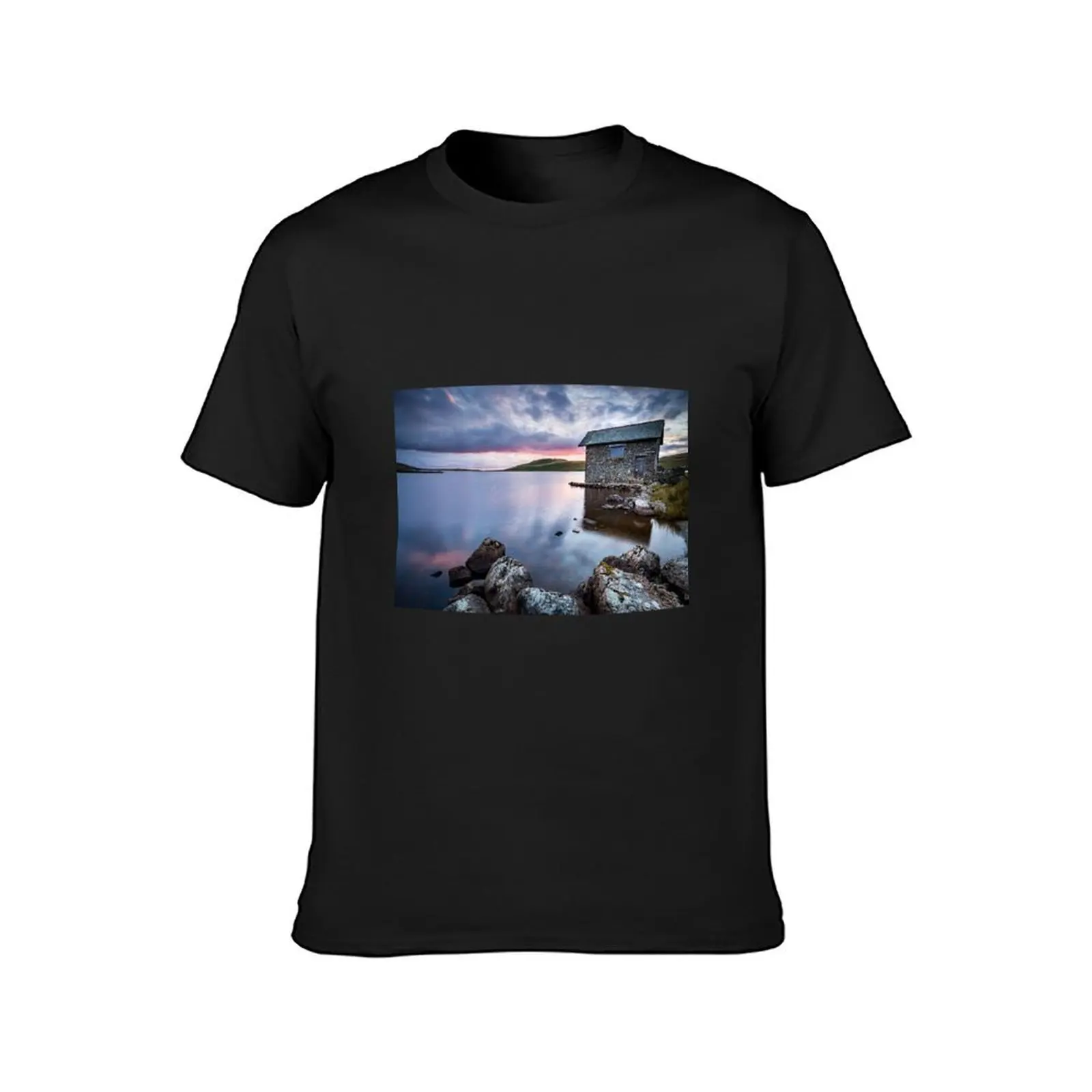 Summer sunset over the Old Boathouse at Devoke Water, Lake District. T-Shirt heavyweights Short sleeve tee Men's cotton t-shirt