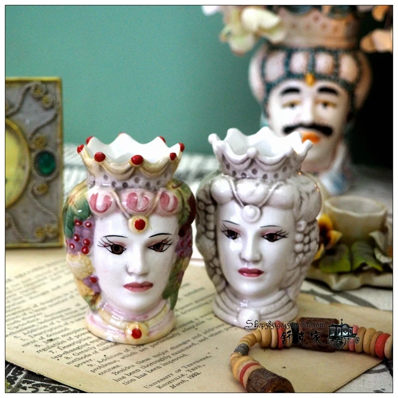 Export ceramic portrait bust king queen queen ceramic vase personalized decoration