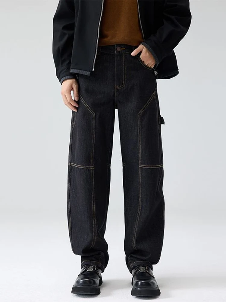 

Bla Armada Американские повседневные свободные джинсы Ретро Wa Прямые хлопковые джинсовые брюки с вышивкой для мужчин и молодежи