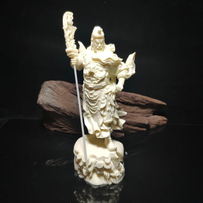 Ivory Nut Carved Bodhi Fruit Guan Gong Potrait Statue Living Room Fortune Guan Gong God of War and Wealth Lord Guan the Second D