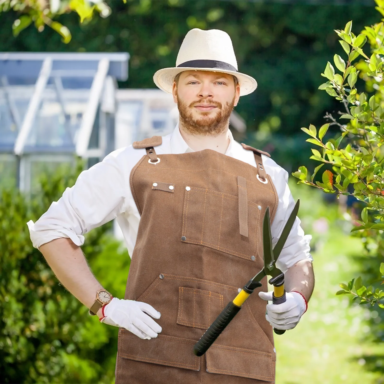 1 قطعة مريلة متعددة الجيوب ملابس عمال قماشية شديدة التحمل للبستنة اللوحة النجار صياغة قابلة للتعديل #4