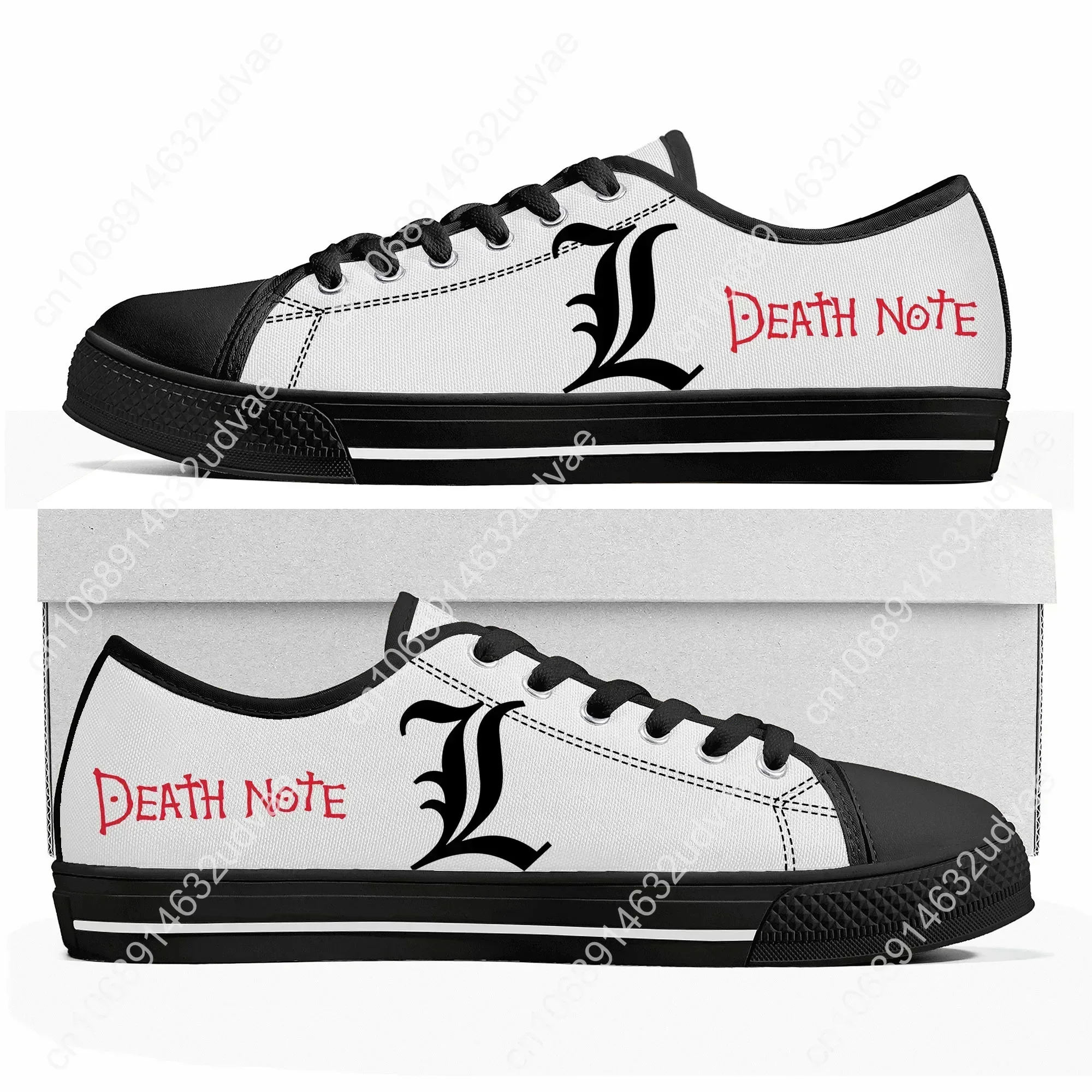 Anime Death Note Yagami Lawliet L Low Top Sneakers Mens Womens Teenager High Quality Canvas Sneaker Couple Shoes Custom Shoe