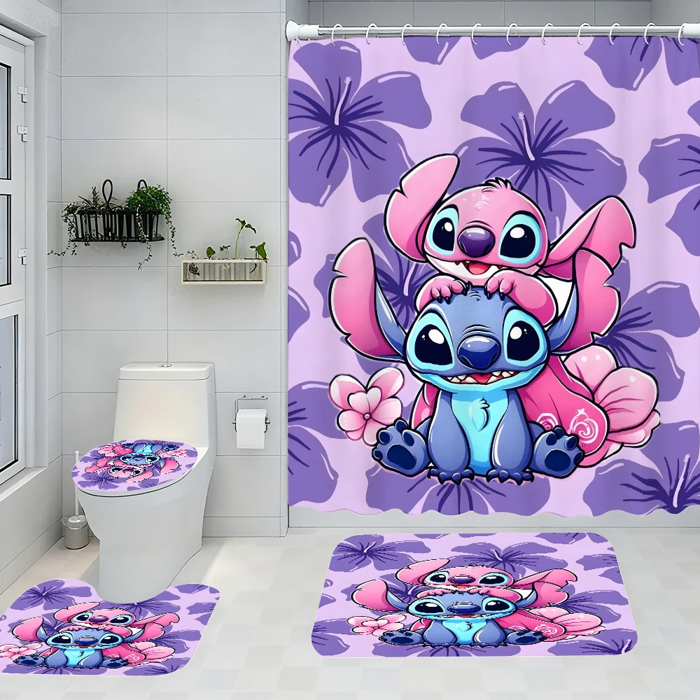 

Disney Stitch Bathroom Four-piece Set - Avant-garde Waterproof Shower Curtain, creating a complete bathroom kit