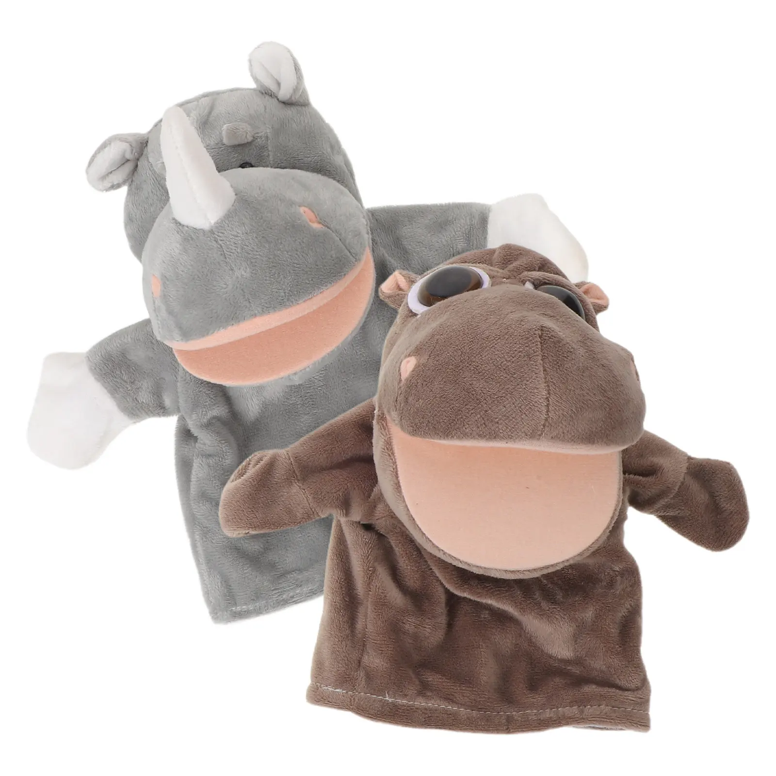 

2Pcs Interactive Hand Puppets Animal Mouth Hippo Rhinoceros Parent Child Storytelling Role Play Preschool Birthday Christmas