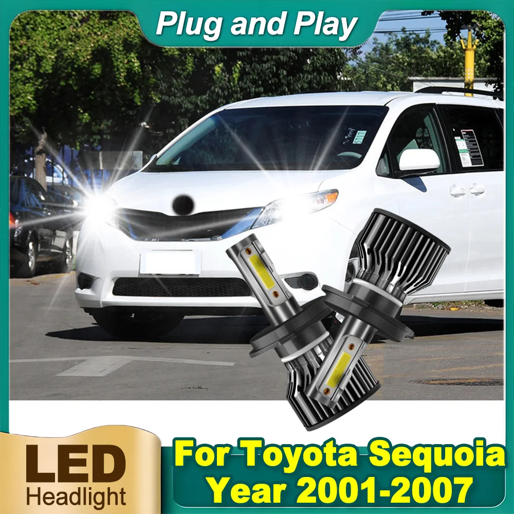 

2 шт. H4 светодиодные фары дальнего ближнего света 6000K белые супер яркие 120 Вт 20000LM для Toyota Sequoia год 2001-2007 Canbus автомобильные фары