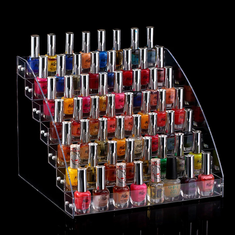 Acrylic Transparent Multi-layer Nail Polish Display Stand Lipstick Storage Box Plastic Nail Salon Cosmetic Tabletop Display Rack