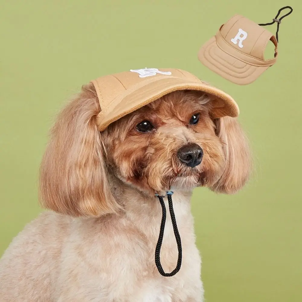 Dog Bonnet Cap Embroidered Dog Sport Letter Cap Breathable with Ear Holes Dog Sun Hat Adjustable Pet Baseball Cap Travel