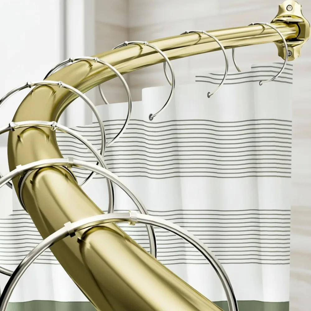 

Curved Shower Rod Adjustable 40-72 Inches Extra Wide Rust Proof Gold Bathroom Bathtub