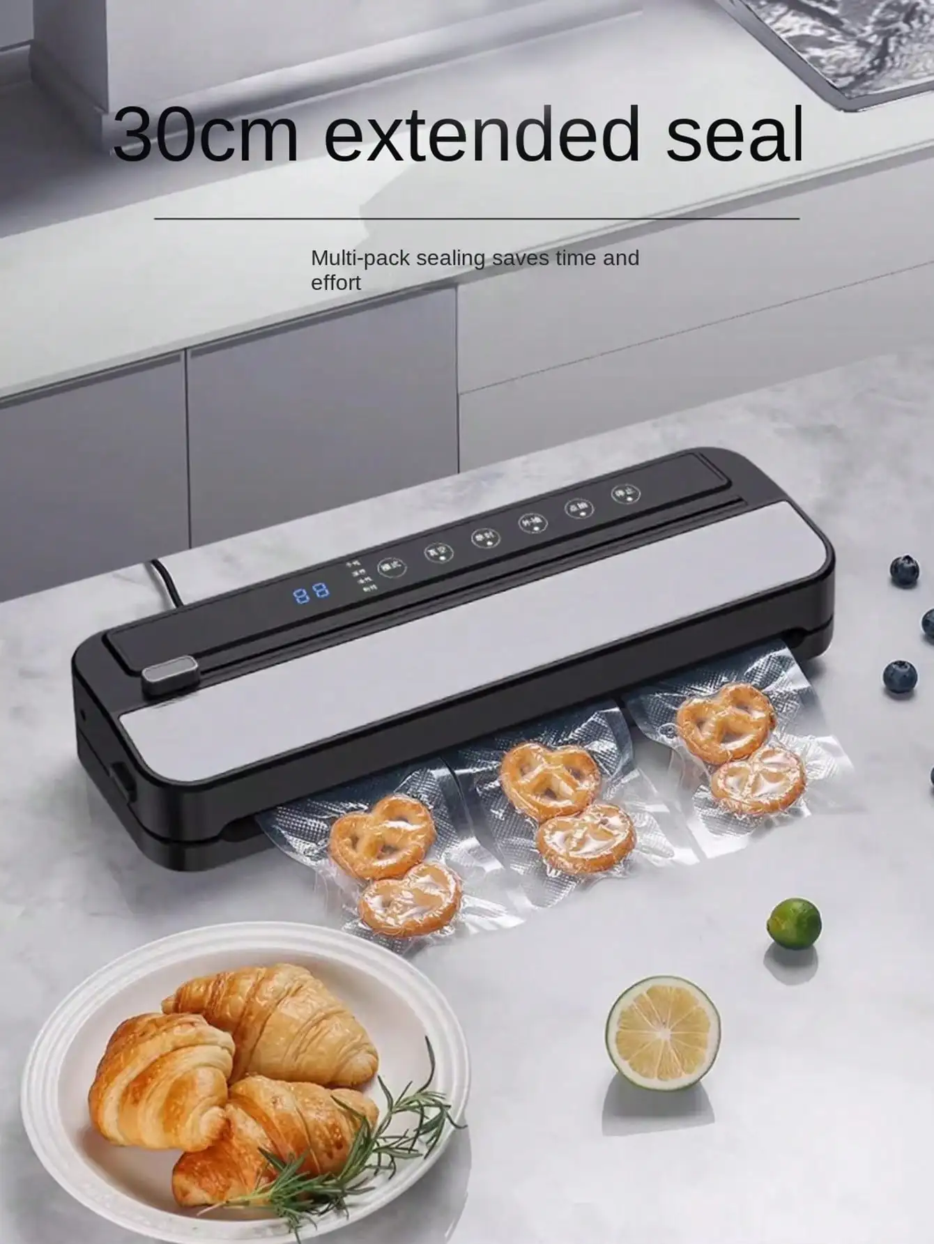 

60KPa Strong Food Vacuum Sealer, Kitchen Food Vacuum Sealer, Compact And Easy To Use, Dry And Wet Mode Food