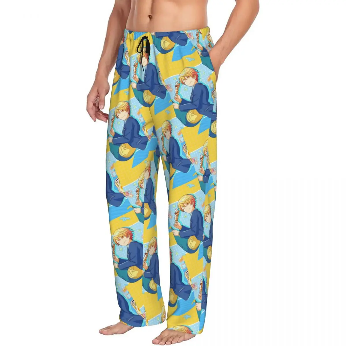 남성용 맞춤형 츠카사 애니메이션 텐마 파자마 바지 수면복 라운지 슬립 바지 주머니가 있는 신축성 있는 바지