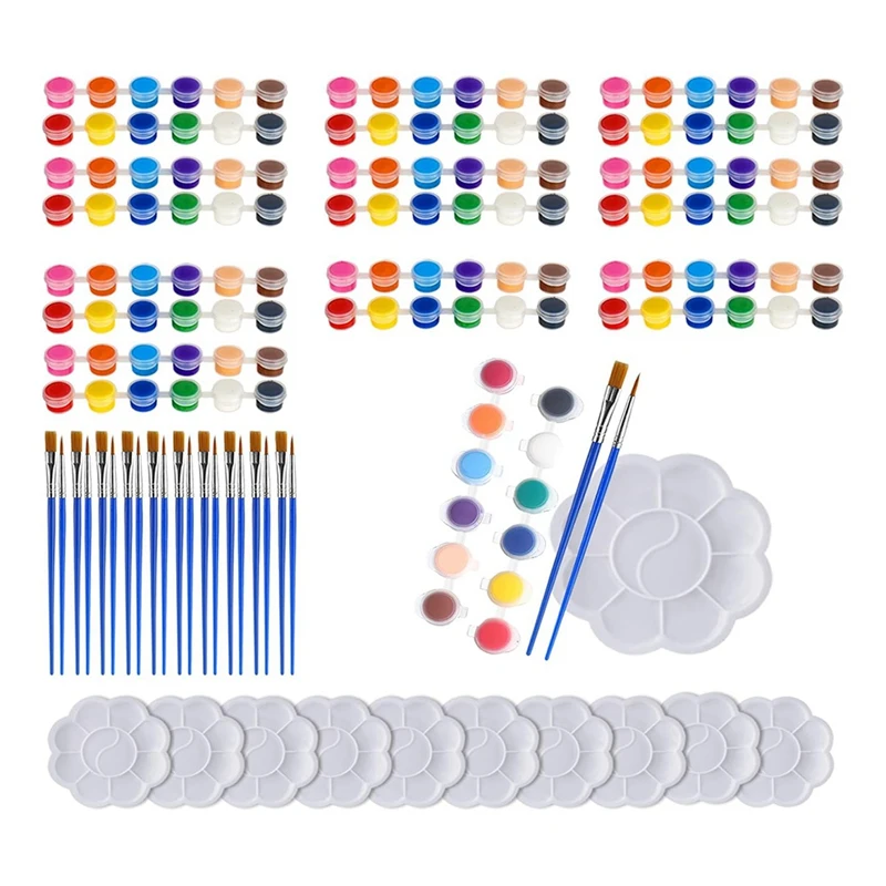 

150Piece Mini Acrylic Paint Set,12 Colors Washable Acrylic Paint Strip Brushes And Palette For Kids Painting Art Crafts Durable