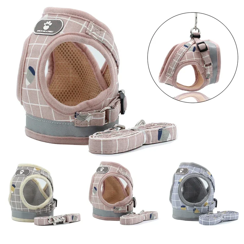 Breathable Cat Harness And Leash Escape Proof Pet Clothes Kitten Puppy Dogs Vest Adjustable Easy Control Reflective Cat Harness