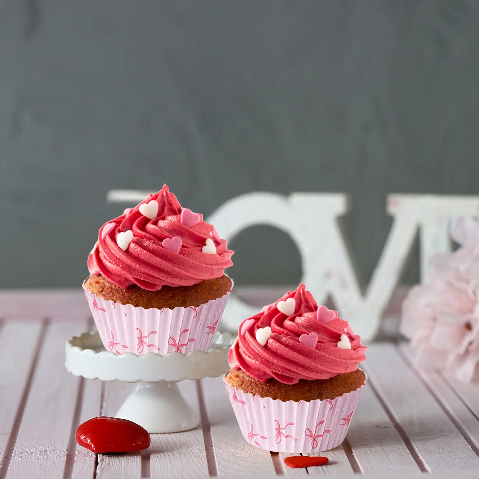 100 Stück Mini Rosa Schleifenknoten-Kuchenförmchen aus Papier, Backformen für Muffins, Schokoladen-Cupcakes, Party-Tablett, Kuchenform, Dekorationswerkzeug – Detail 9