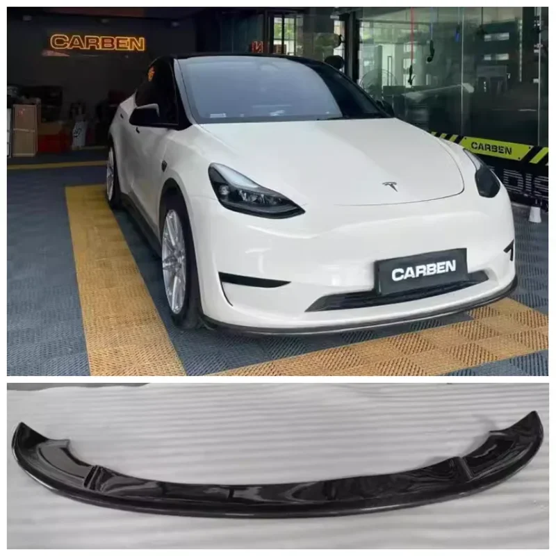 

For Tesla Model Y 2021 2022 2023 2024 High Quality Carbon Fiber Car Bumper Front Lip Diffuser Lip Spoiler