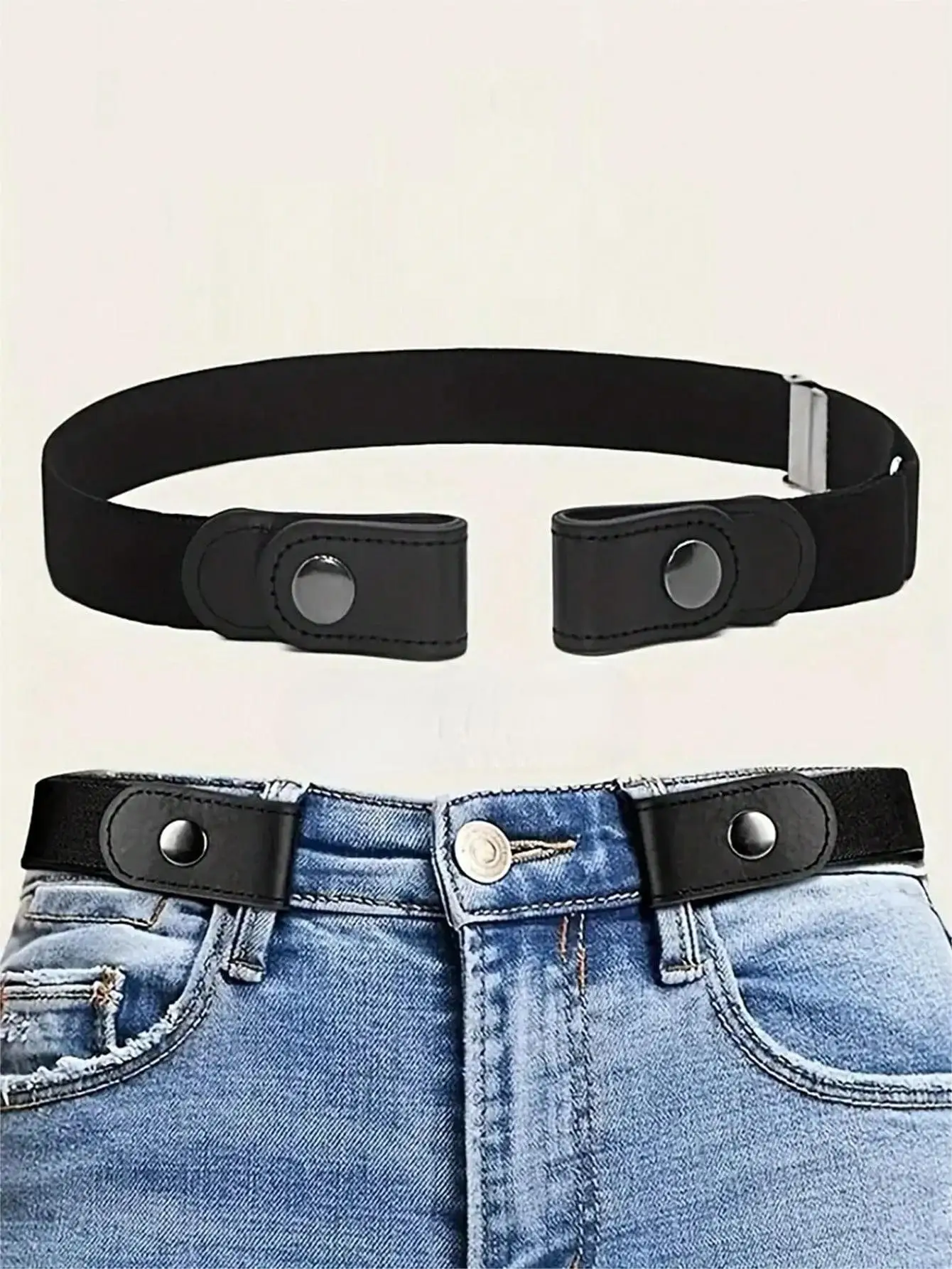 1pc Trendy No Buckle Elastic Waist Belt For Men - Adjustable And Comfortable Solution For Jeans