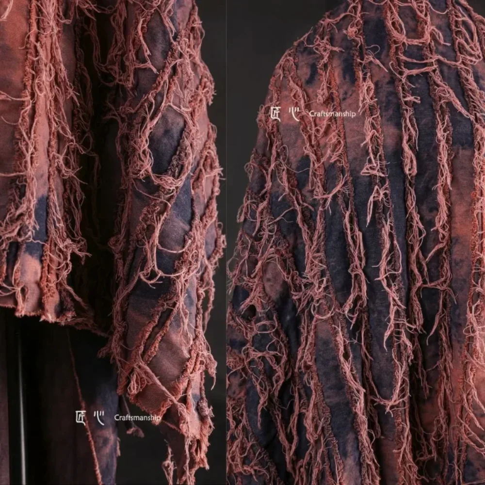 

Tie Dye Пошарпаная кисточка Дизайнерская одежда Джинсовая ткань для куртки Сумка Дизайнерская одежда Материал для шитья своими руками Ткань на метр