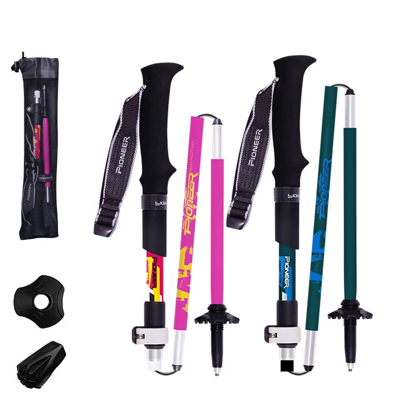 Ultra-light carbon fiber trekking pole retractable 5-section walking stick Portable Outdoor Camping Trekking Pole Crutch