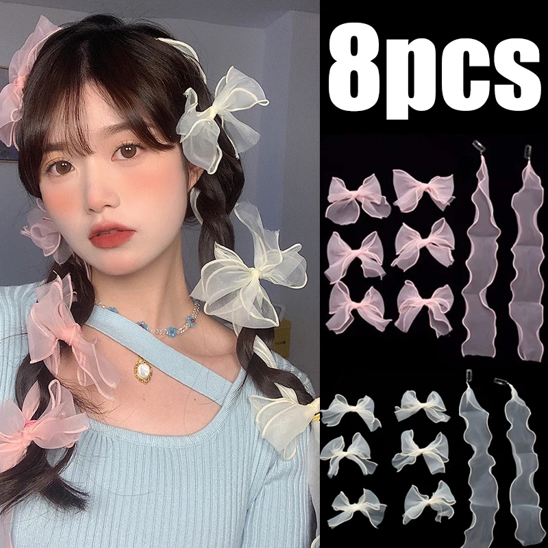 

8 шт./комплект, заколки для волос с бантом