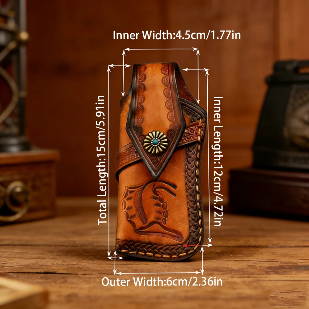 13.5 CM High-quality Cowhide Folding Knife Holder Scabbard Universal Knife Cover Leather Sheath with  Camping Knife Holsters