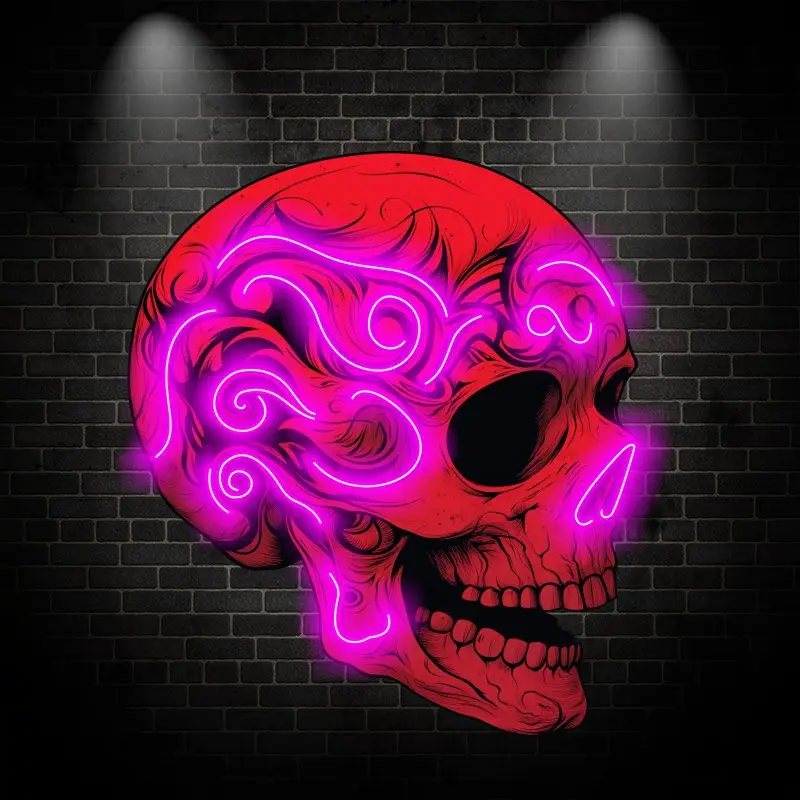 Red Skull Neon Sign, Wall Hanging Neon Light, Whimsical Gift, Perfect Halloween Decor