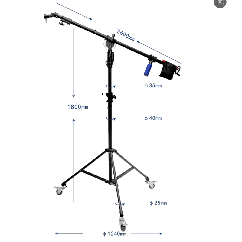 Professional Heavy Duty Studio Tripod Hand Cranked Magic Arm Light Stand for Film Movie