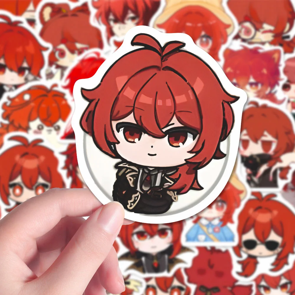 Sunsyea Genshin Impact Merch Fans Collection Character Q Version Stickers 80 Pieces Diluc