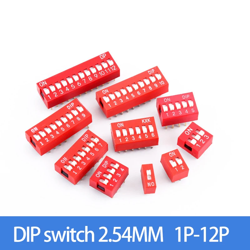 DIP switch with a direct insertion distance of 2.54MM red DIP switch 1P/2P/3P/4P/5P/6P/7P/8P/9P/10P/12P gear