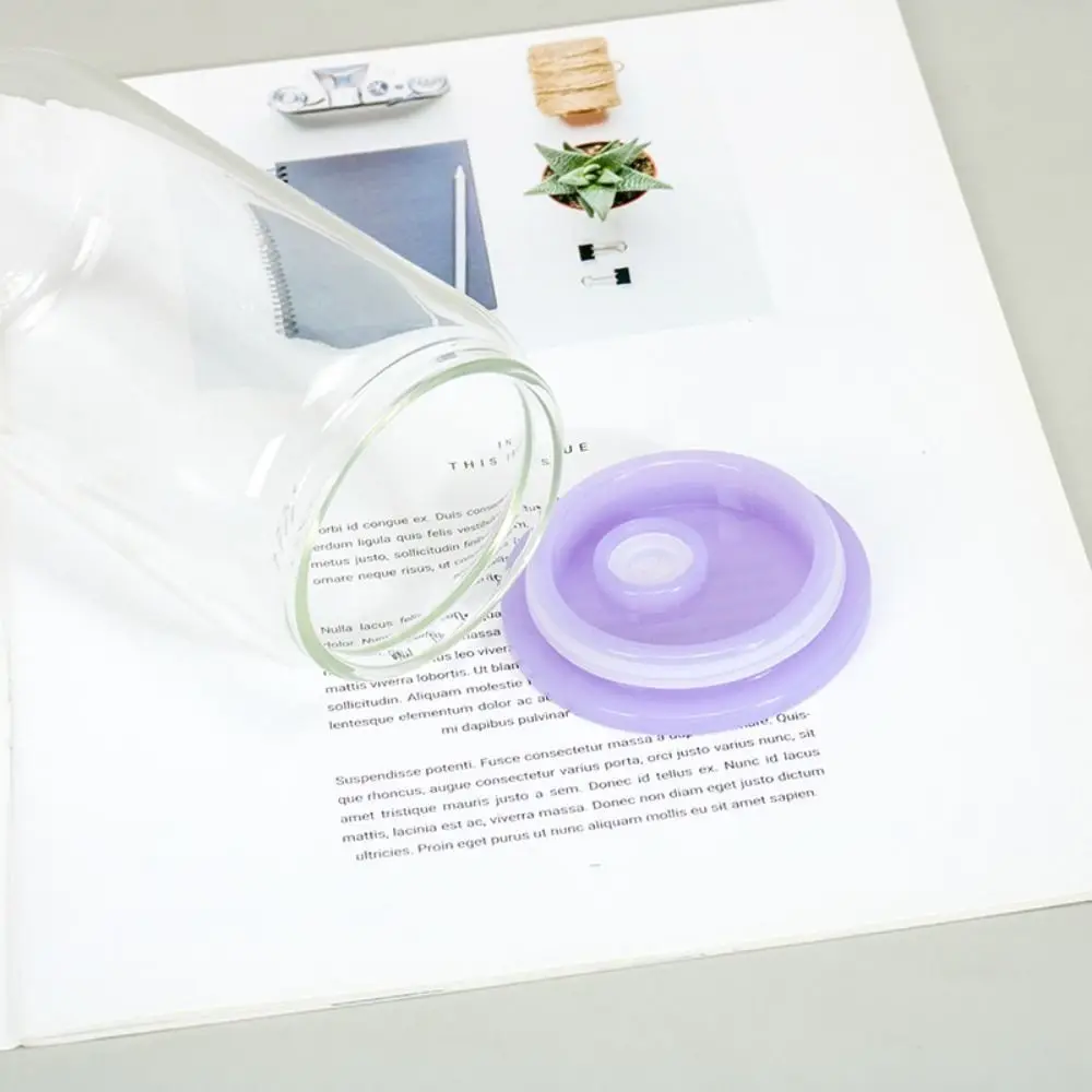 16 Oz Cup Cover Portable Candy Color Plastic Glass Cup Lids Iced Coffee Cup Reusable Bowl Cover