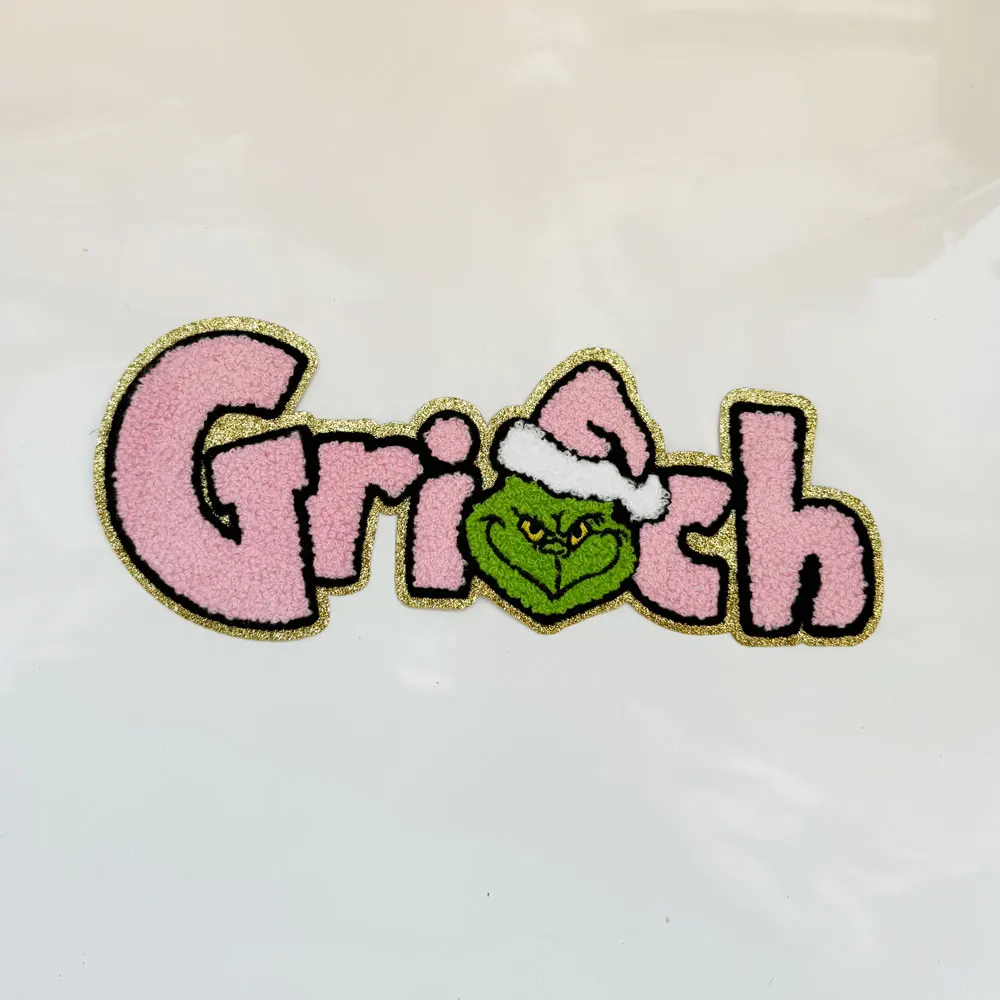 1 قطعة كبيرة سانتا كلوز الشنيل بقع زين الحديد على رسائل للملابس أكياس الأحذية تطبيق لصفحة الظهر DIY بها بنفسك #3