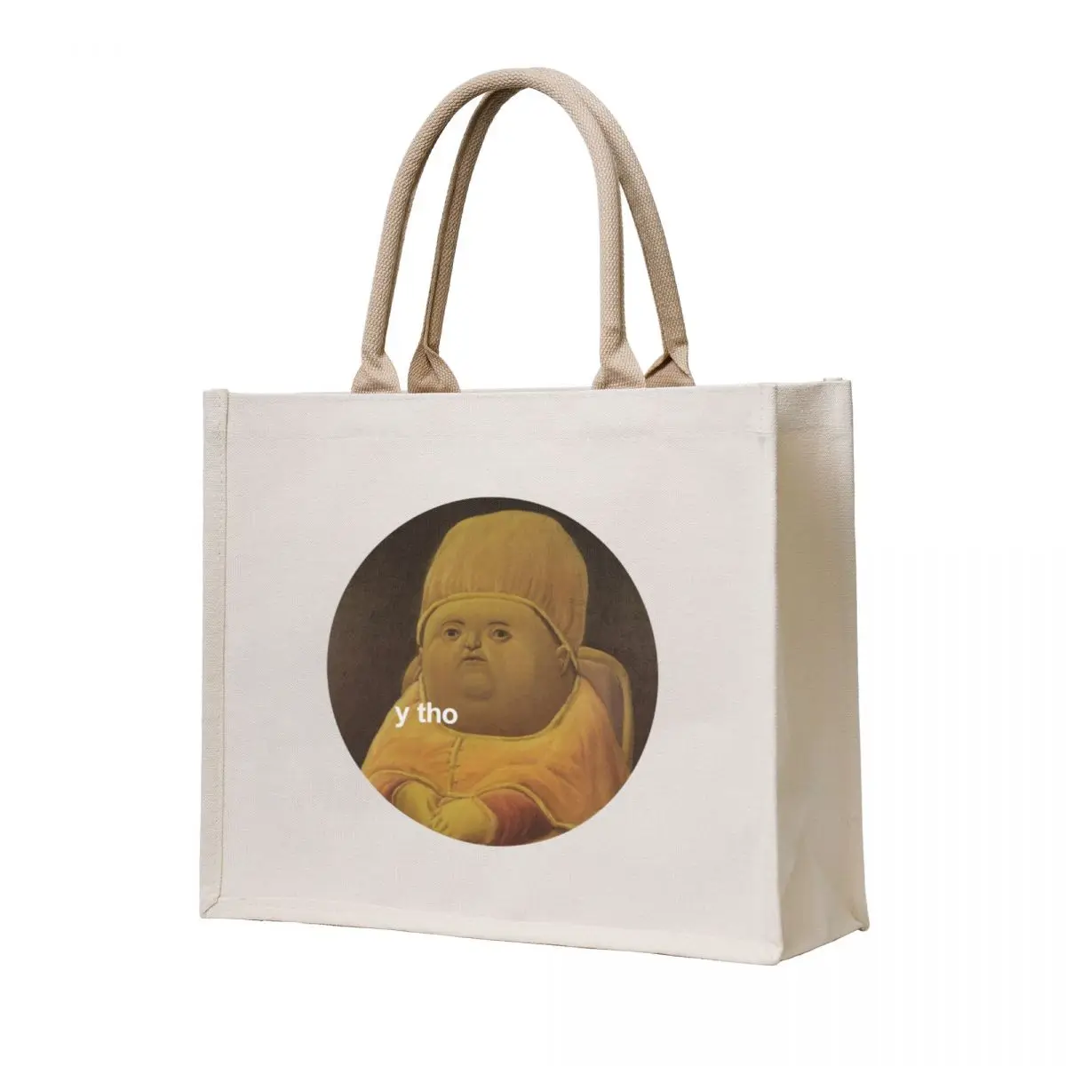 

y tho memes medieval pope baby parody painting HD HIGH QUALITY ONLINE STORE Tote Bag bags woman 2025 Canvas shopping cart bags