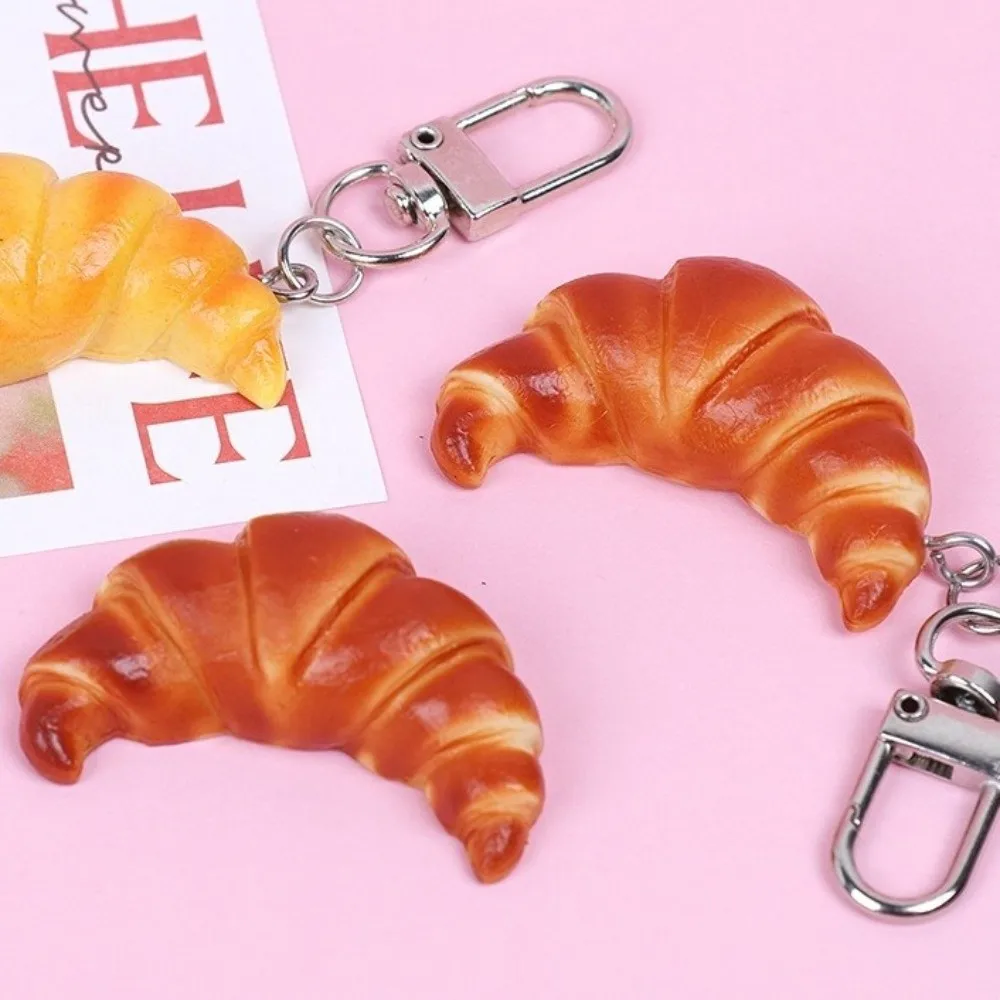 Creative 4.3cm Simulation Food PVC Keychain Ring Pretzel Pendant Simulation Craft Miniature Bread Model Gifts