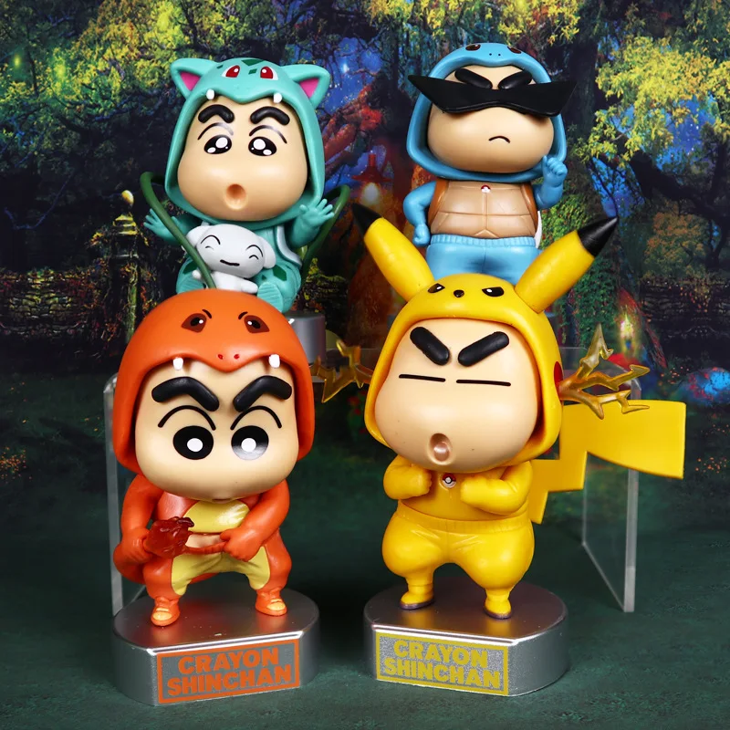 2024 Anime Crayon Shin-Chan Cos Pokemon Pikachu Pvc fatto a mano auto decorare ornamento compleanno di Halloween per bambini raccogliere regalo