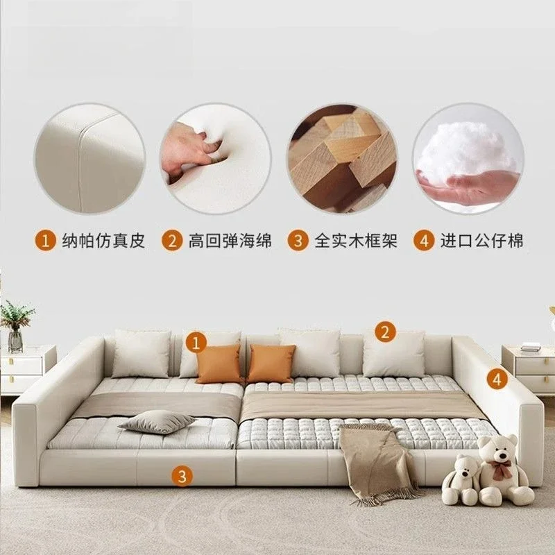 Tatami bed, two-child family, parent-child, master bedroom, splicing, simple, modern