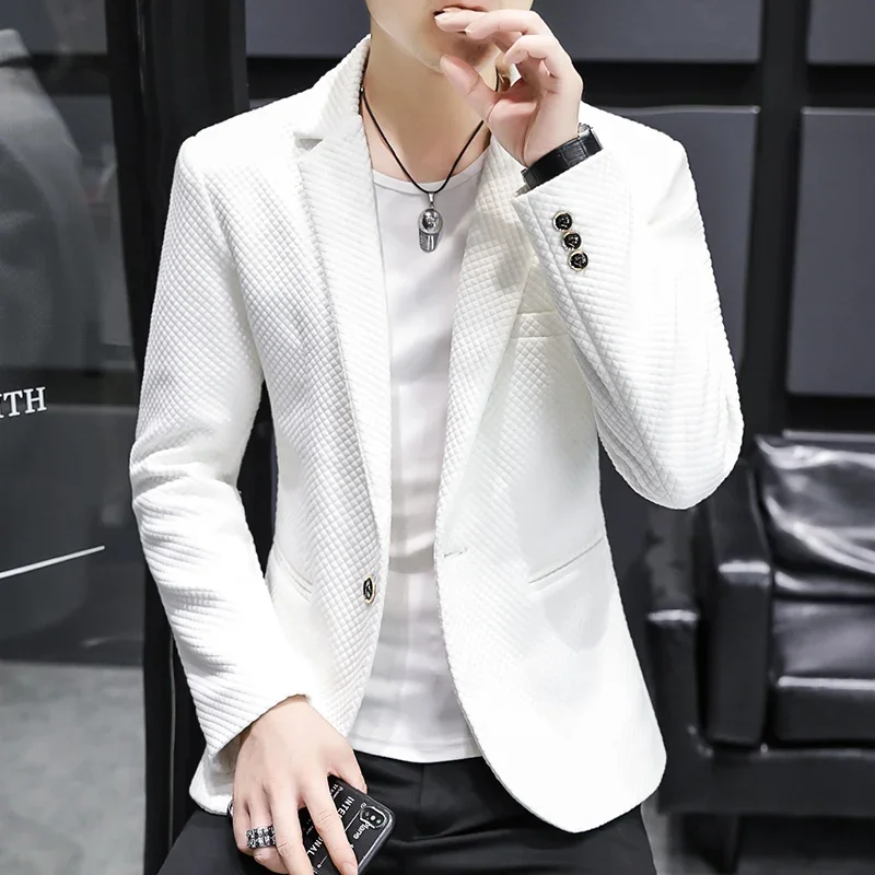 Boutique Blazer Fashion Business Elegant Variety Versatile Trend Teen Italian Style Casual Slim Dress Korean Gentleman Blazer