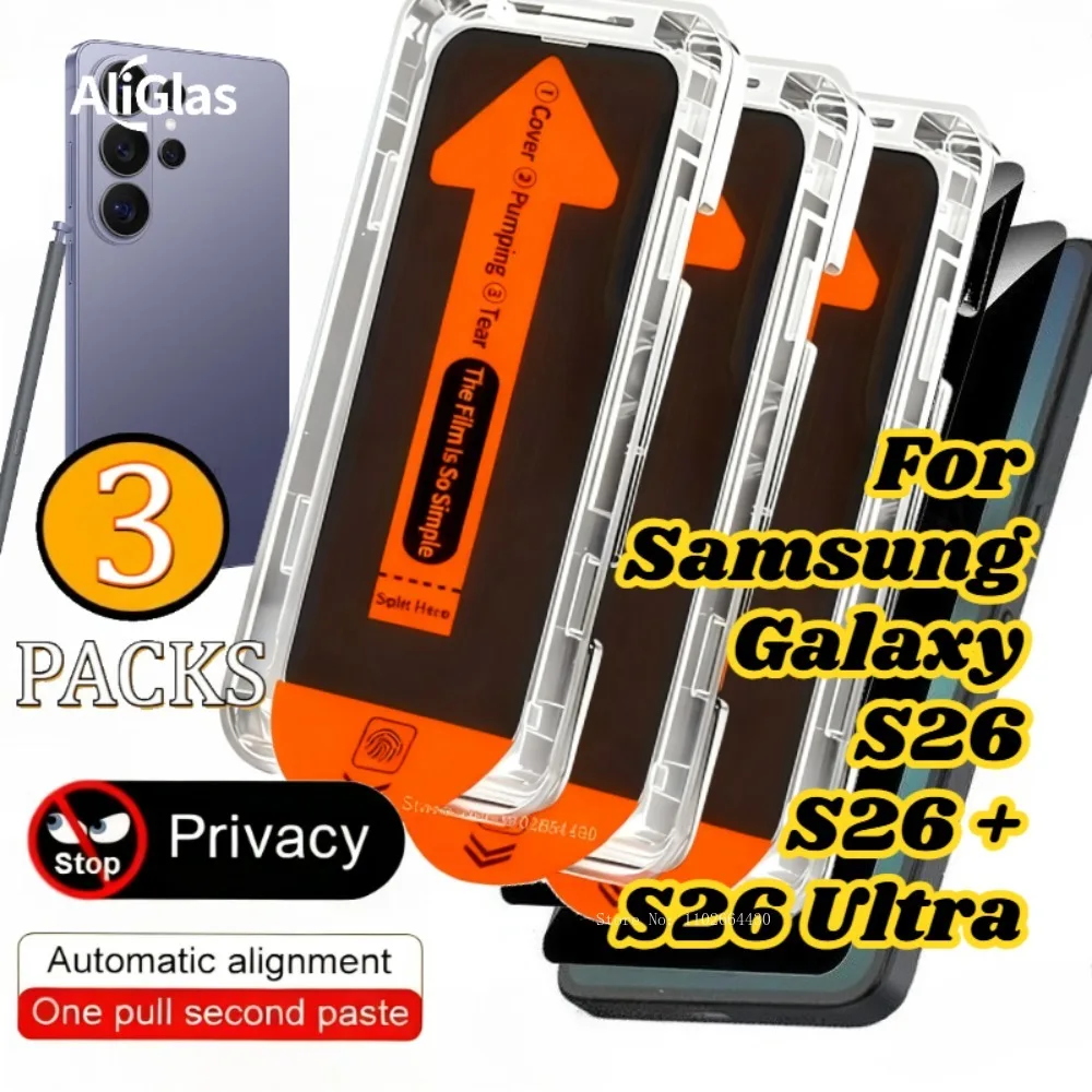 3 Pack Privacy Screen Protectors Designed for Samsung Galaxy S26 Series Dust Free Tempered Glass Film For Samsung S26+ S26 Ultra