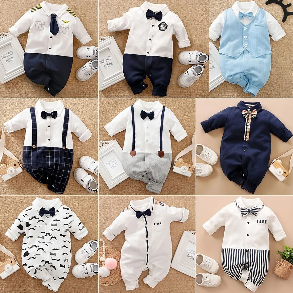 0-18 Months Newborn Baby Boy Romper Autumn Kids Tuxedo Clothes Infant Gentleman Formal Suit Halloween Cosplay Costume Baby Items