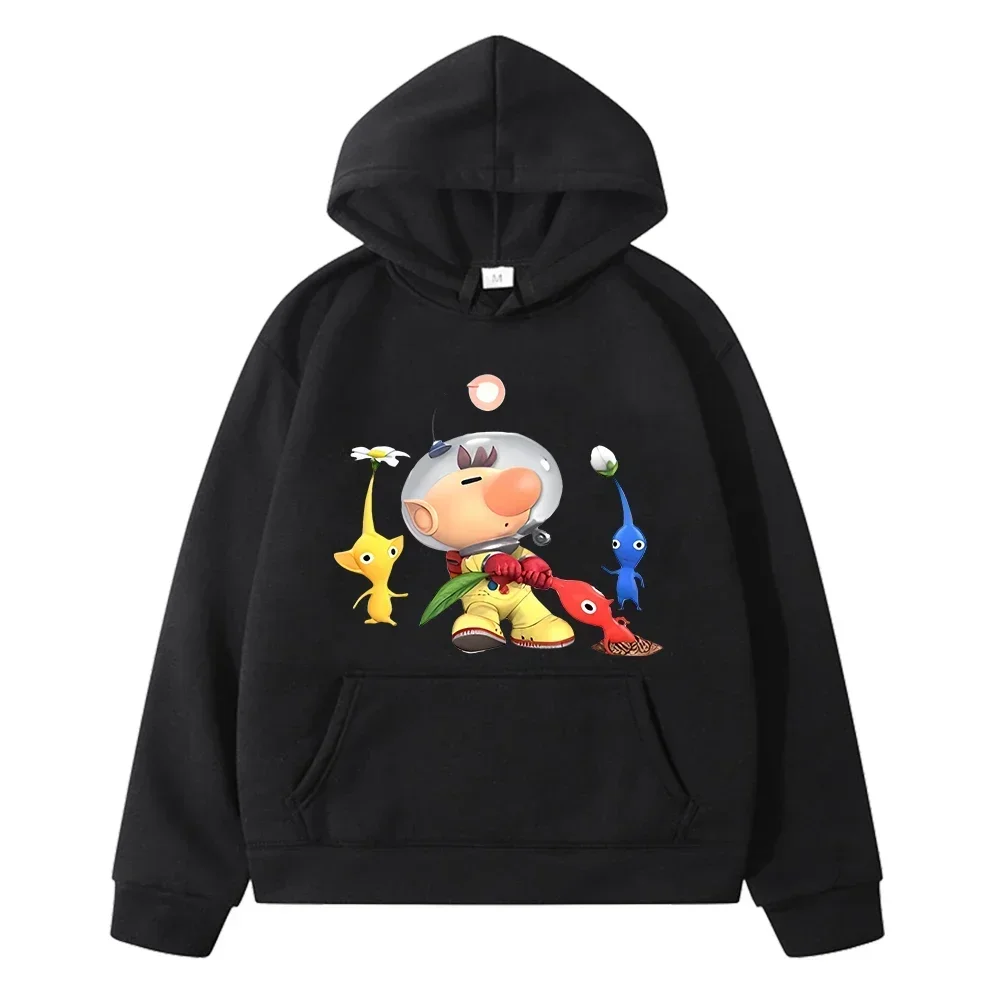 Creative Printed Men Hoodies Pikmin Kawaii Cartoon Trendy Pattern Anime Daily Fashion Male Sweatshirts Autumn Winter Pullover