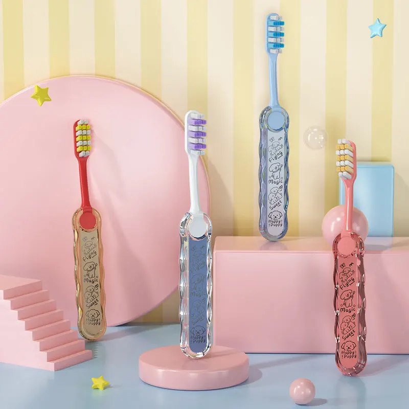 GLORYIN [8PCS] [4PCS] gift box set, cute puppy series, children's fun soft bristled toothbrush，small brush head