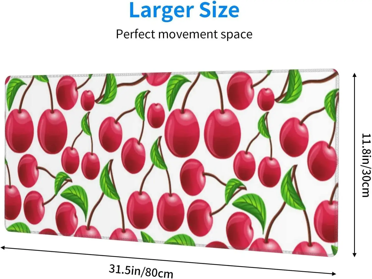 Red Cherries Mouse Pad Large Rectangular Game Mouse Pad for Laptop Office 11.8 X 31.5 Inches  Kawaii Accessories