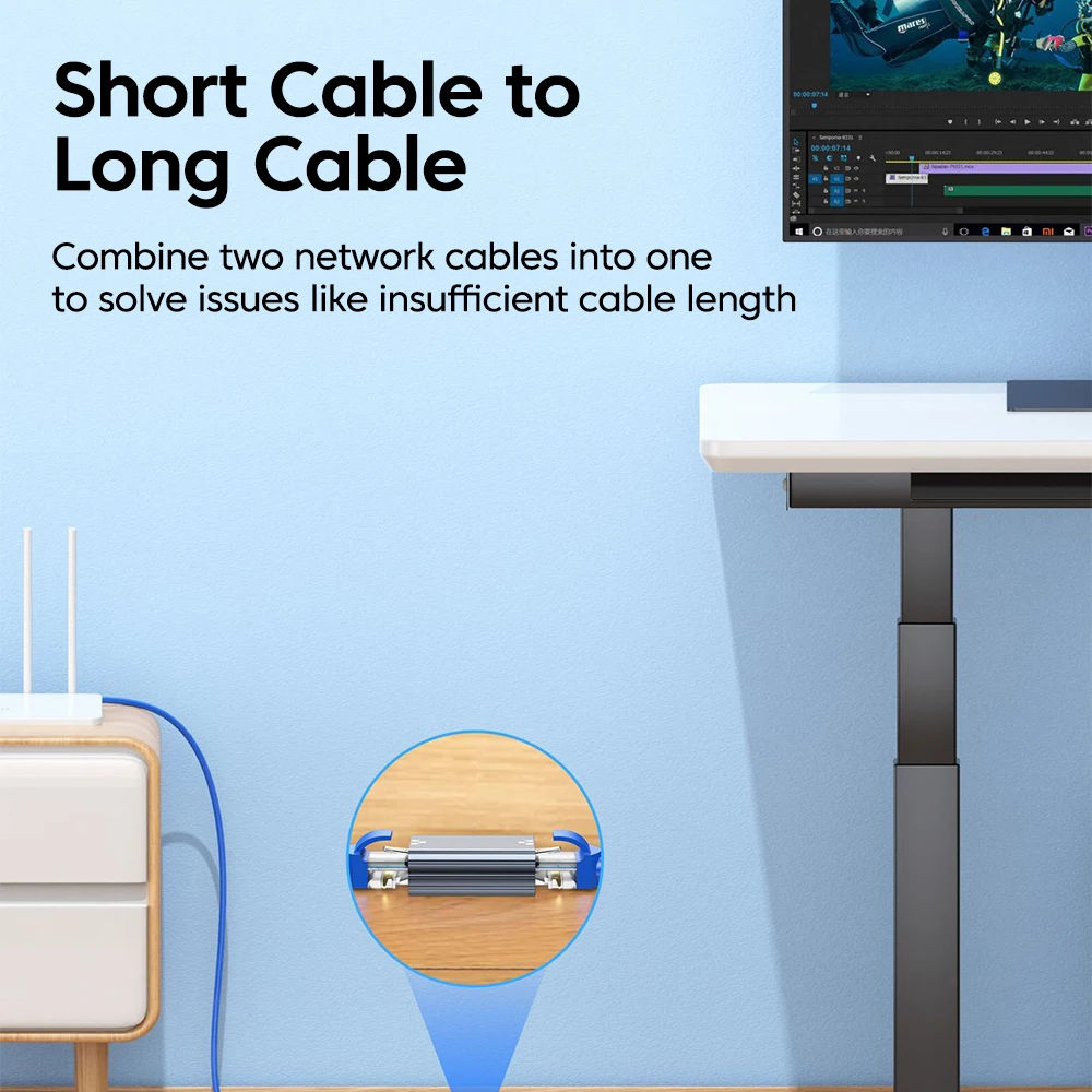 Conector de red Gigabit RJ45, convertidor hembra a hembra, Cable extensor de acoplador Ethernet Cat7 Cat6 Cat5e para concentrador de enrutador de PC