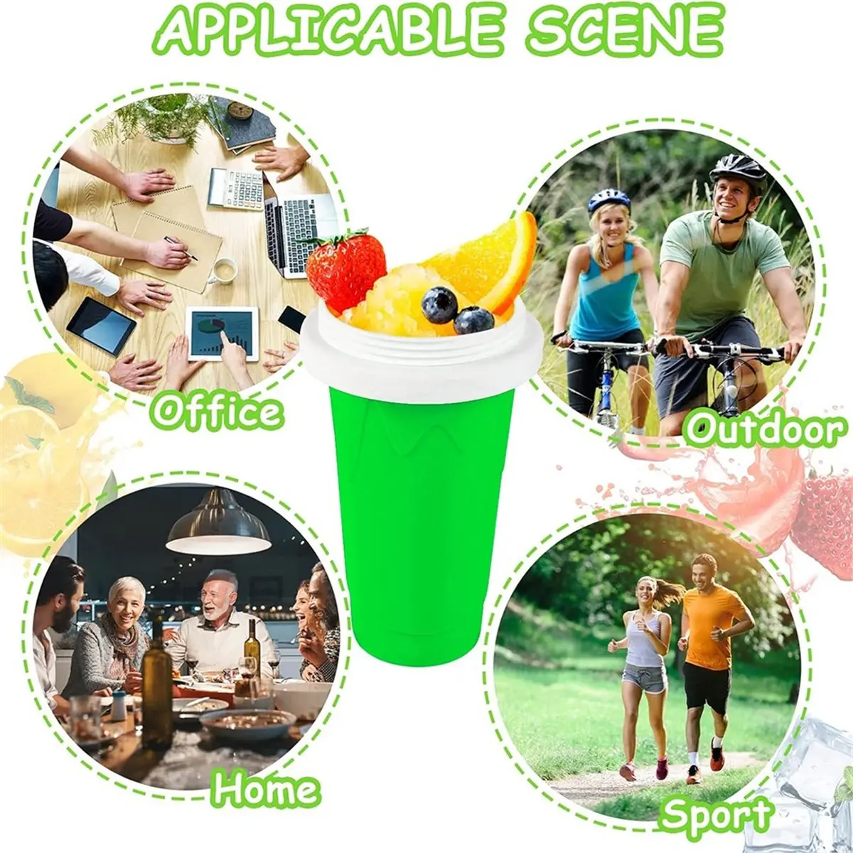 update. Large Capacity Quick-Frozen Slushy Maker Cup for Homemade Smoothies,Frozen Juice,Ice Cream Kitchen ,Freezer Mug Green - view 5