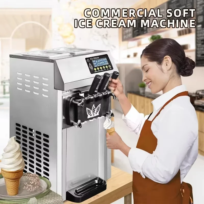 

SIHAO 18L/H Commercial Portable High Capacity Soft Serve Ice Cream Machine - Pre-Cooling System for Food Trucks & Dessert Shops