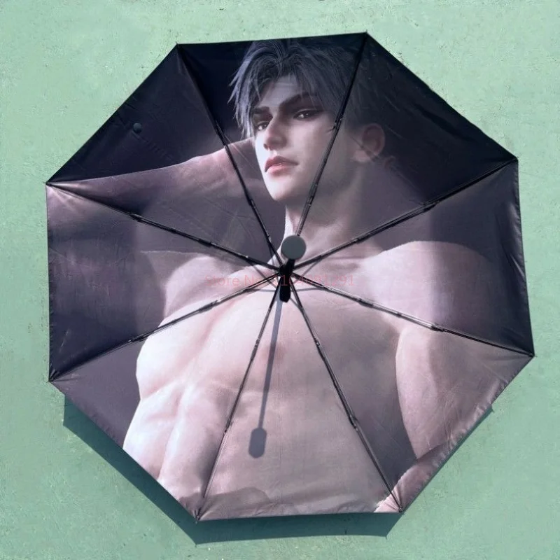 Game Love and Deepspace Sylus Cosplay Vinyl Umbrella Collapsible Rainshade Outdoor Sun Parasol Sunny Rain Dual-Use Xmas Gifts