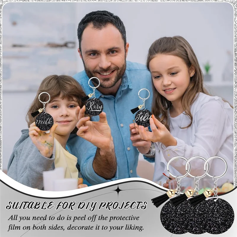 A59E-سلسلة مفاتيح مصنوعة من الأكريليك فارغة مع حلقة رئيسية 1.97 بوصة بريق الاكريليك فارغة لتقوم بها بنفسك المفاتيح شرابة