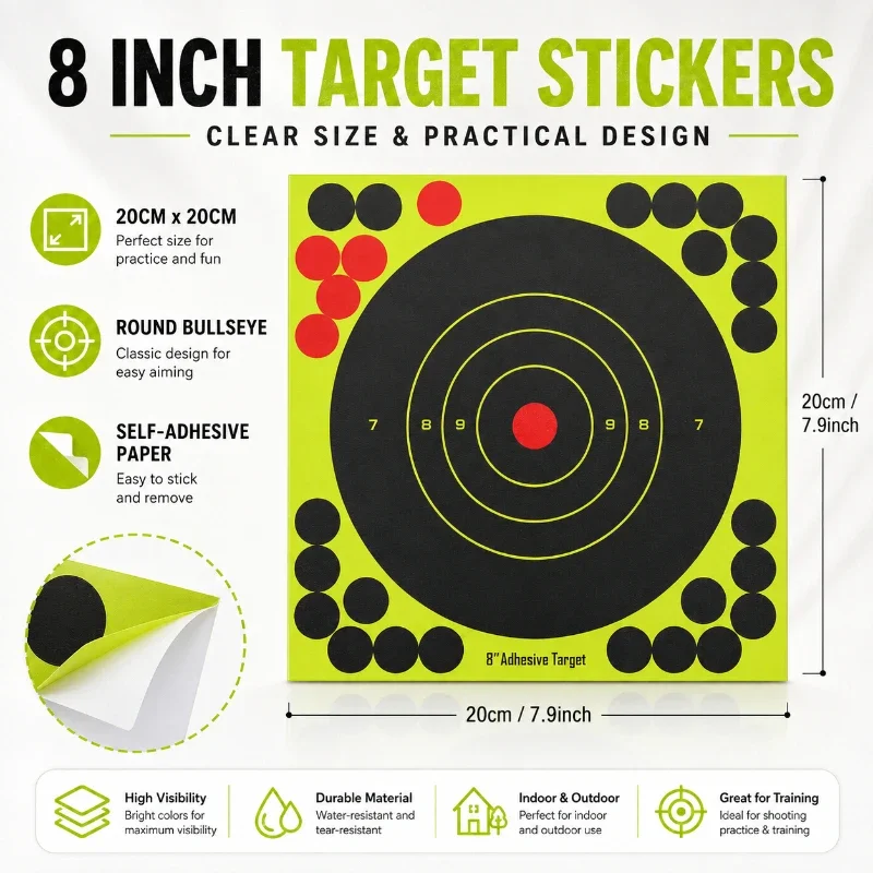 High Visible Splatter Reaction Target Stickers Round Scoring Circle Pattern Self‑Adhesive Paper For Entertainment Practice